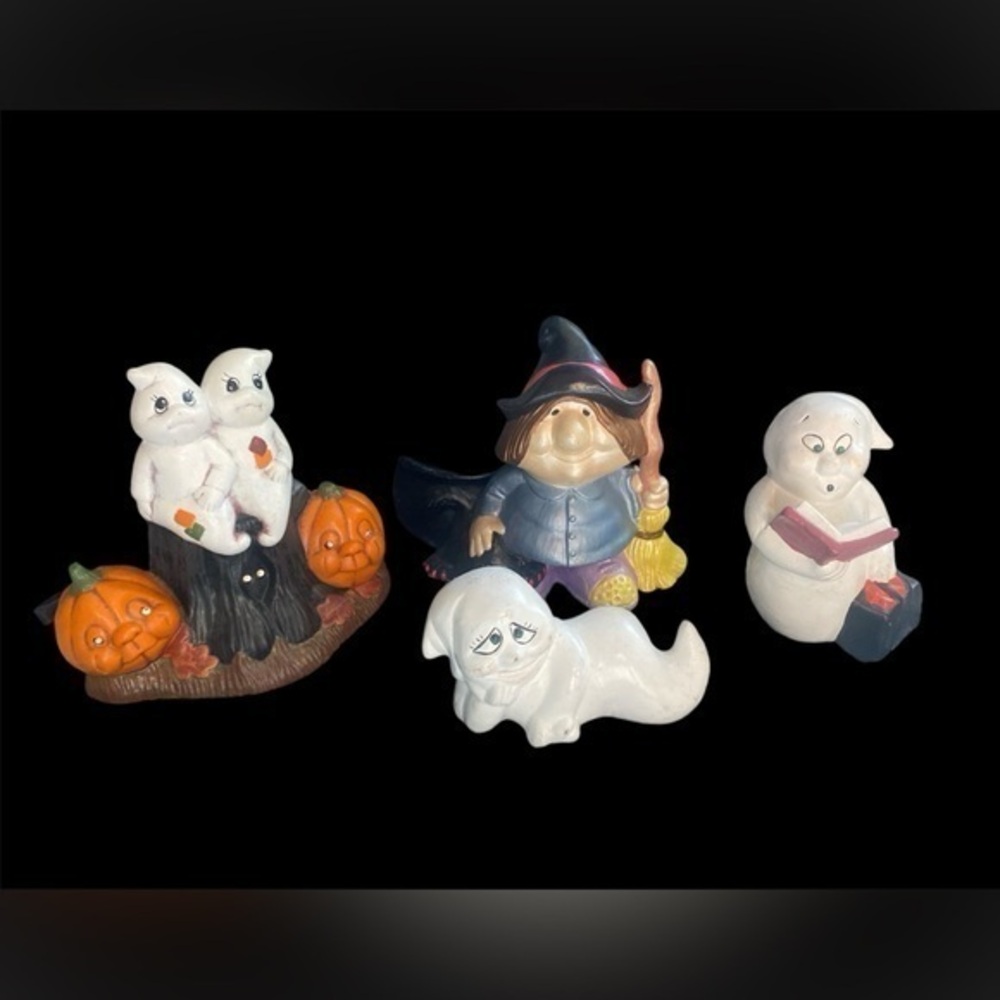 Vintage Halloween Ceramic ghosts and witch